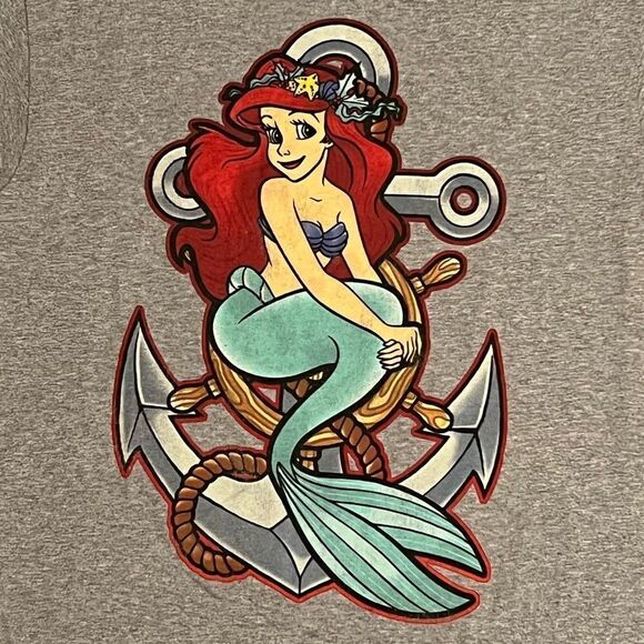 Disney Little Mermaid Grey Graphic Tee Shirt / Size M - Picture 3 of 4
